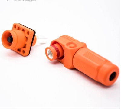 電池儲能連接器120A彎式插頭插座IP67單芯塑膠橙色6mm