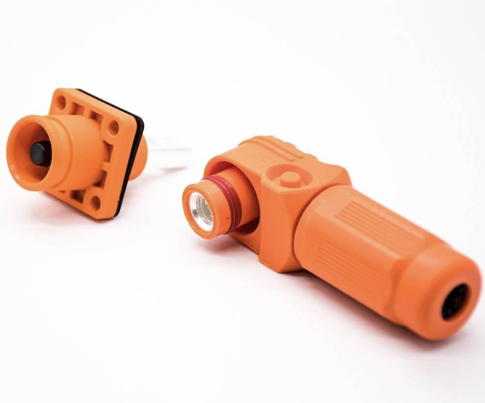 電池儲能連接器200A彎式插頭插座IP67單芯塑膠橙色6mm